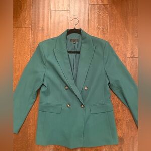 Ann Taylor Green Double-Breasted Blazer